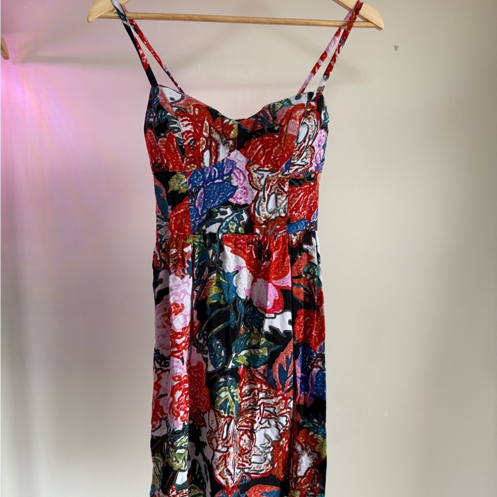 As U Wish Red and Blue Floral Dress